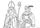 Coloring pages Saint Nicholas and Black Peter
