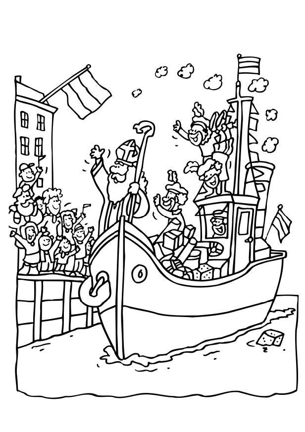 Coloring page Saint Nicholas on his boat