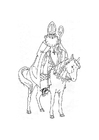 Coloring page Saint Nicholas on his horse