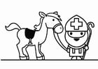 Coloring pages Saint Nicholas with horse