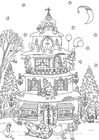 Coloring pages Santa&#39;s house