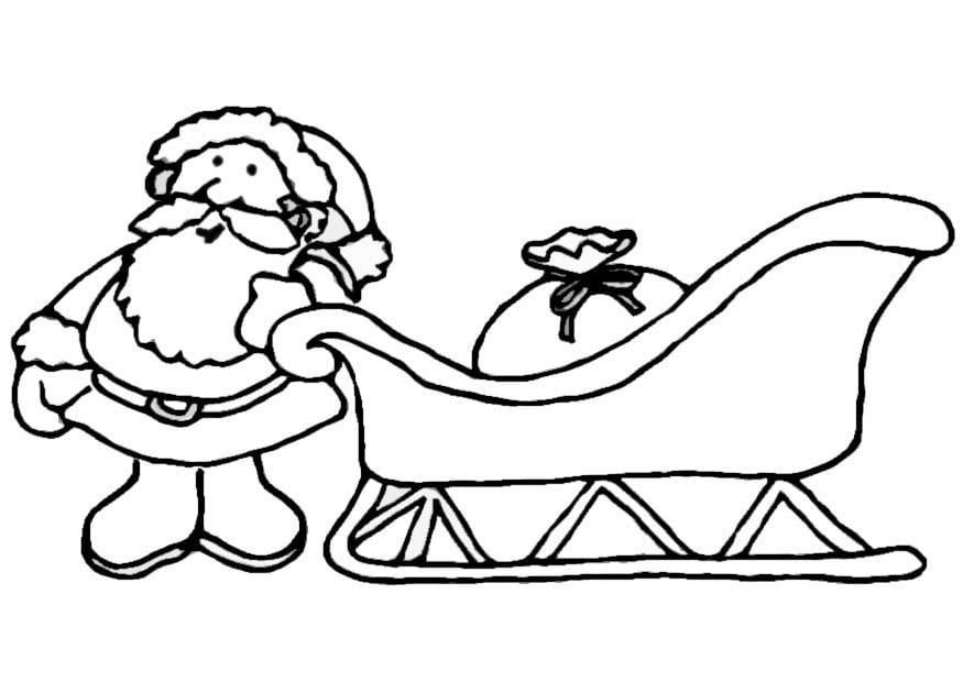 Coloring page Santa Claus with sleigh