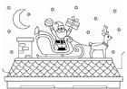 Coloring pages Santa Claus on the roof
