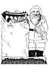 Coloring pages Santa Claus with toys