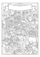 Santa Claus workshop with Christmas elf