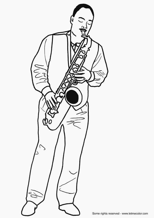 coloring pages saxophone