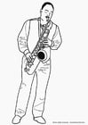 Coloring page saxophonist