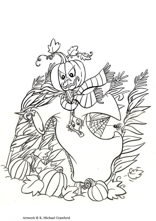 Coloring page scarecrow