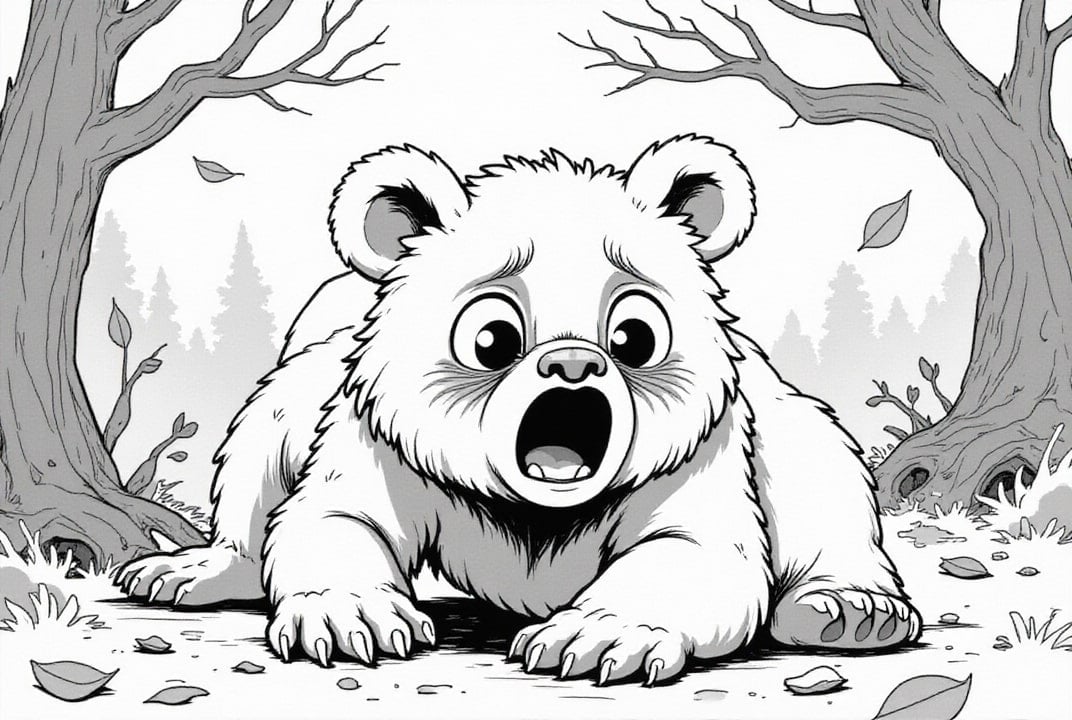 Coloring page scared bear