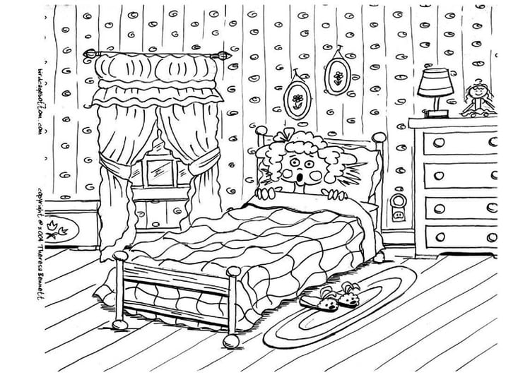 Coloring page scared of the dark, nightmare