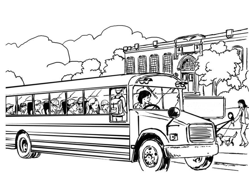 Coloring page school bus
