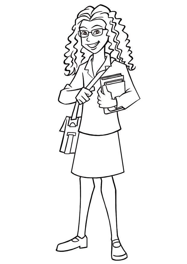 Coloring page school girl
