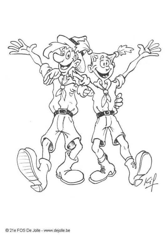 Coloring page scouts boy and girl