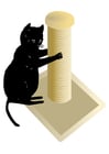 Coloring pages scratching post with cat