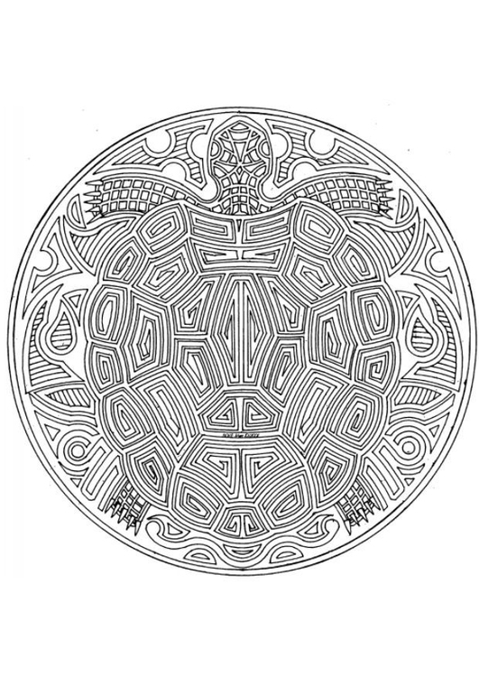 Coloring page sea turtle mandala