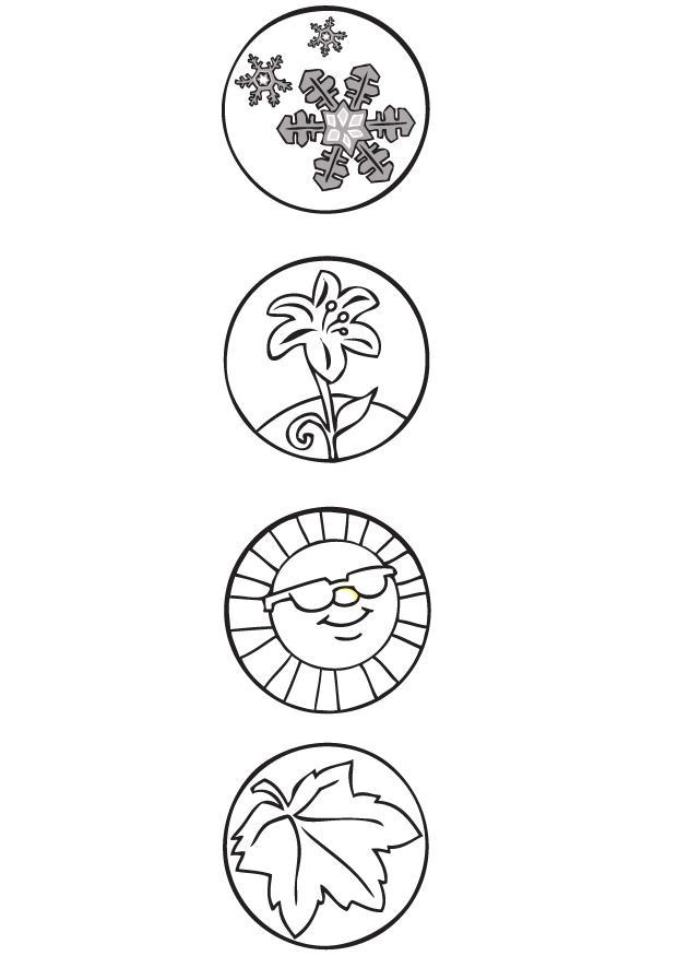 Coloring page seasons - symbols