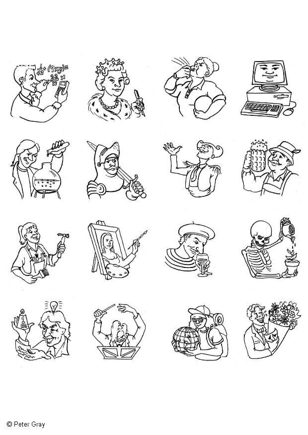 Coloring page several professions