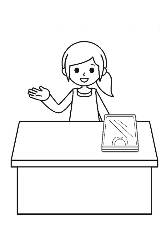 Coloring page shop assistant