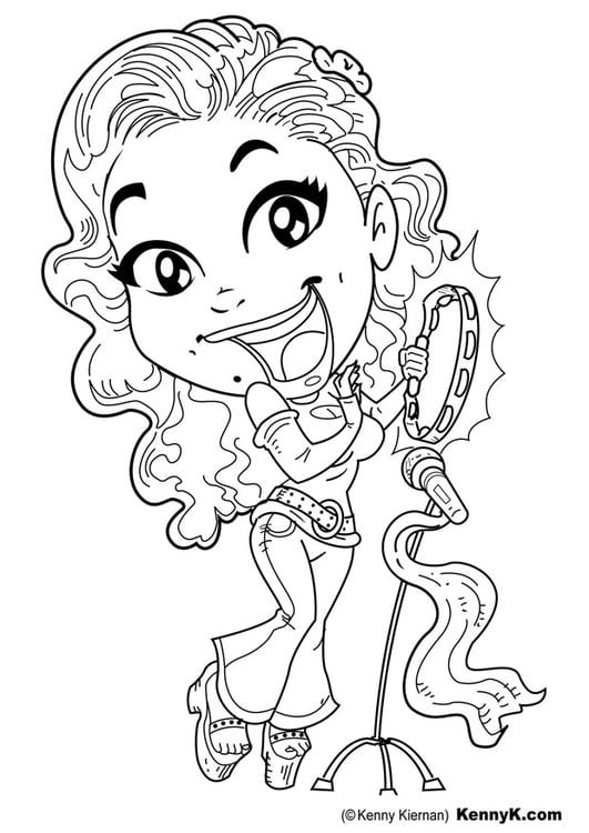 Coloring page singer