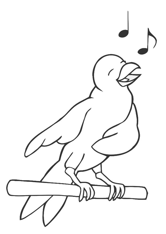 Coloring page singing bird