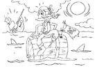 Coloring page sinking ship