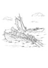 Coloring page sinking ship