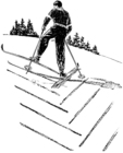 coloring-page skiing, going uphill