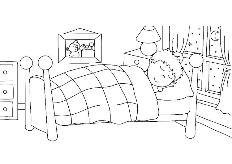 Coloring page sleeping - going to bed