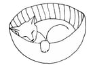 Coloring page sleeping pussy cat