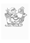 Coloring page sleigh with snowman