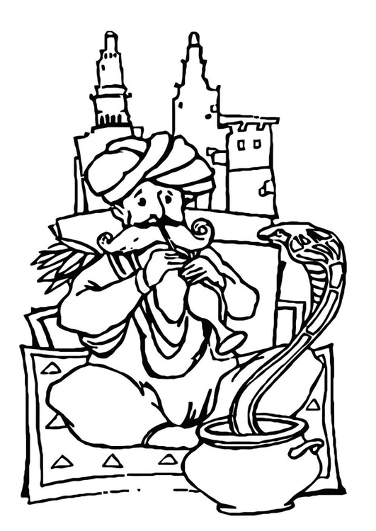 Coloring page snake charmer