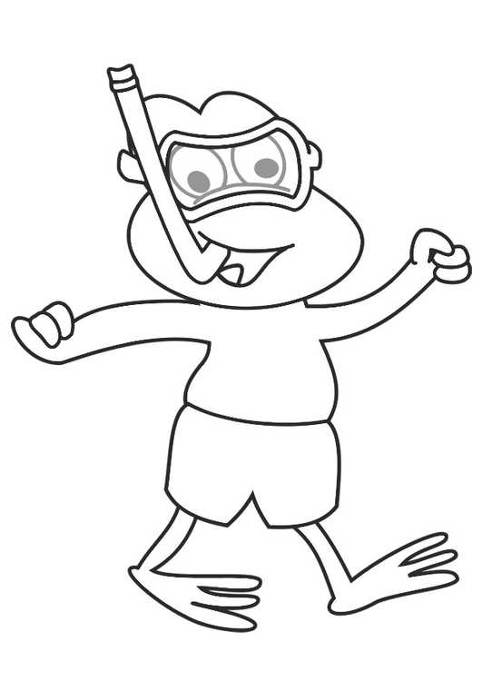 Coloring page snorkelling