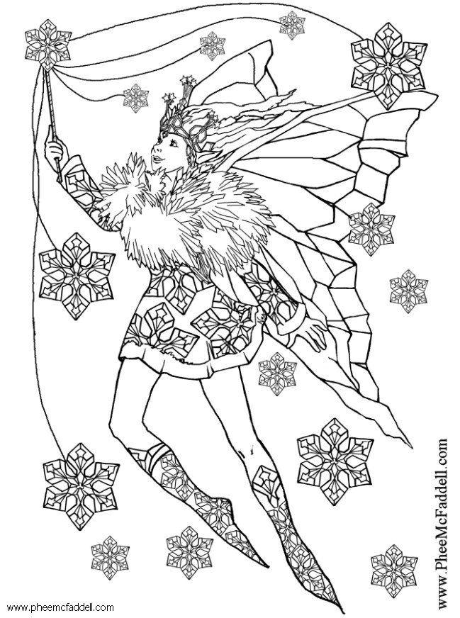 Coloring page snowflake fairy