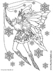 Coloring pages snowflake fairy