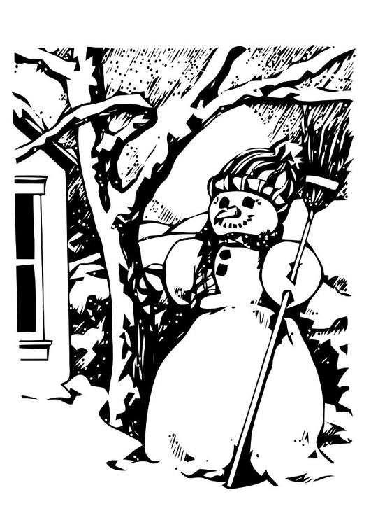 Coloring page snowman