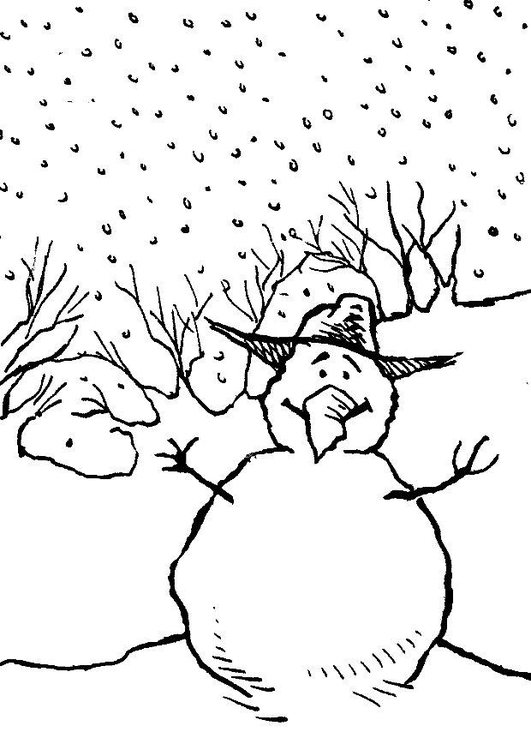 Coloring page snowman