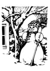 Coloring page snowman