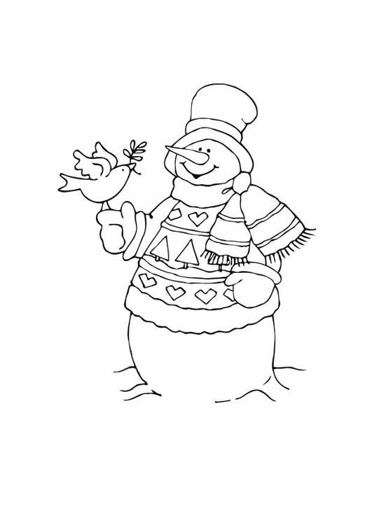 snowman with bird