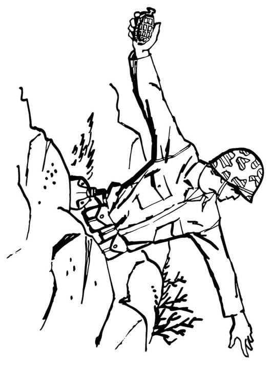 Coloring Page soldier throws grenade - free printable coloring pages ...