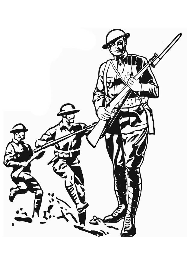 Coloring page Soldier WWI