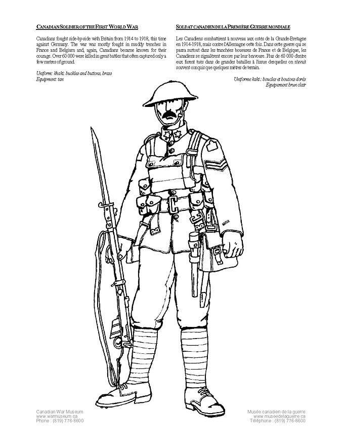 Coloring page soldier,WWI