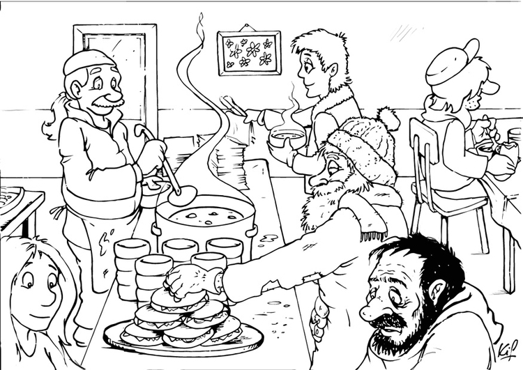 Coloring page soup kitchen