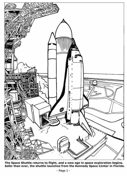 Coloring page space shuttle launching