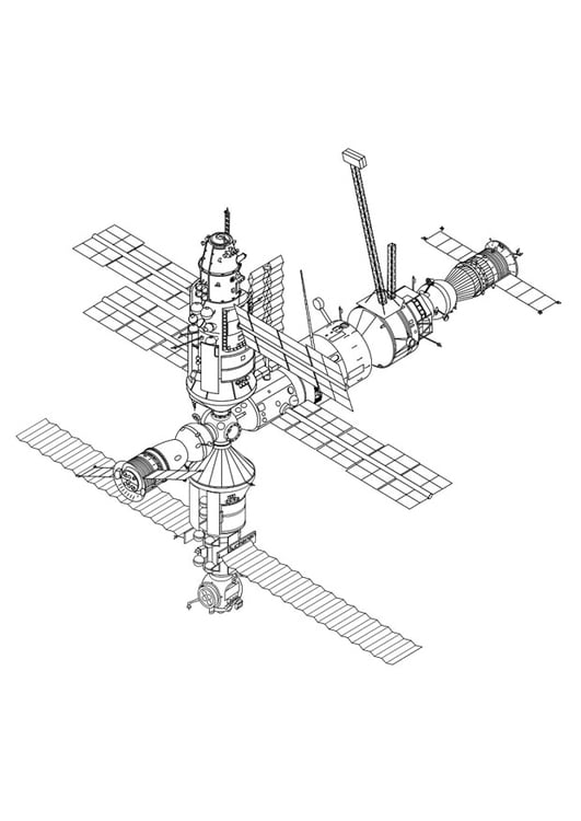 Coloring page space station
