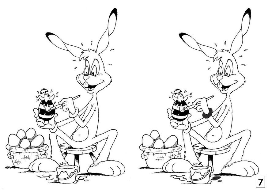 Coloring page spot the difference - Easter bunny