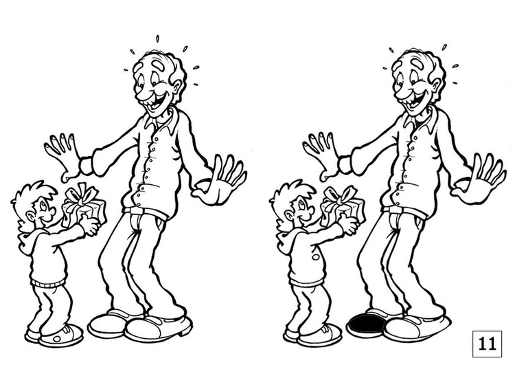 Coloring page spot the difference - Father's Day