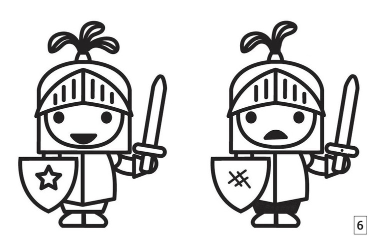 Coloring page spot the difference - knight