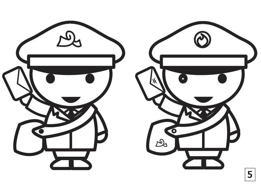 Coloring page spot the difference - mailman
