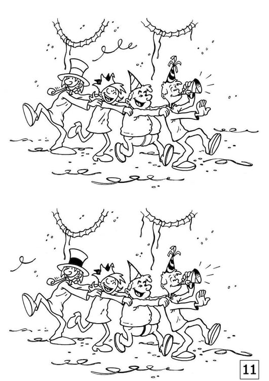 Coloring page spot the difference - party