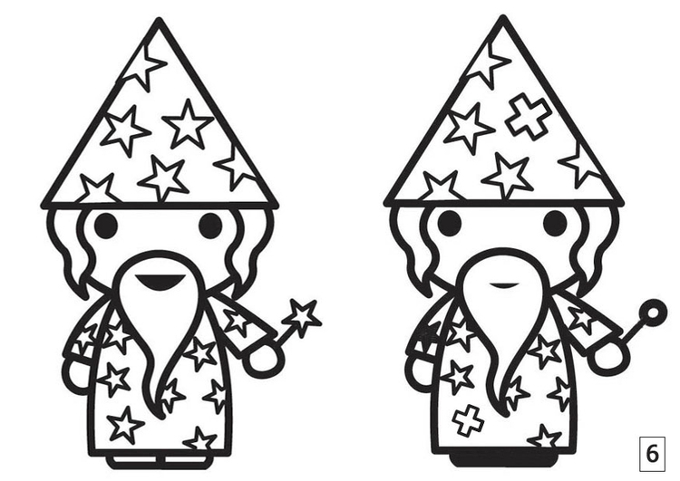 Coloring page spot the difference - wizard